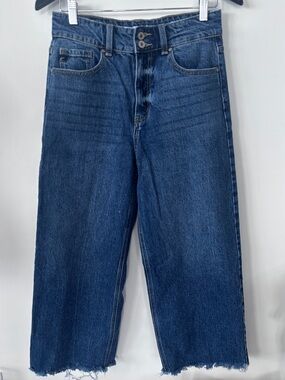 Kancan Cropped Wide Dark Blue Denim Jeans Sz 27